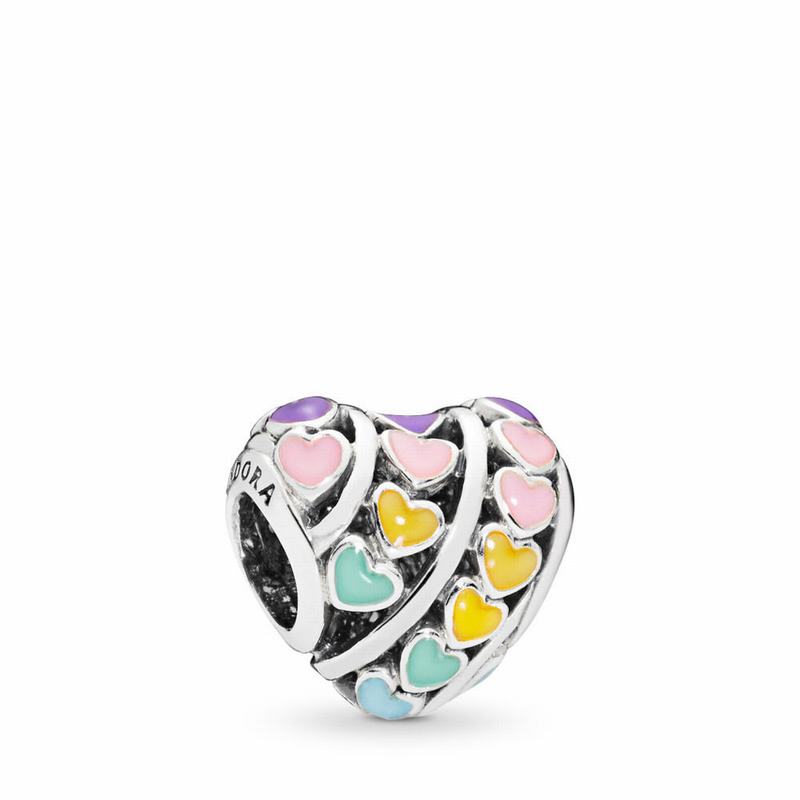 Pandora Rainbow Hearts Charm Europe - Sterling Silver/Enamel/Blue - 401852UIQ